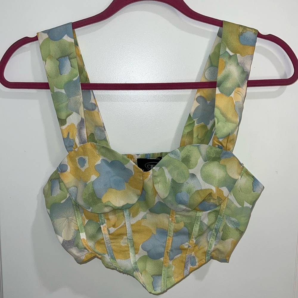 Cider corset like floral crop top small
